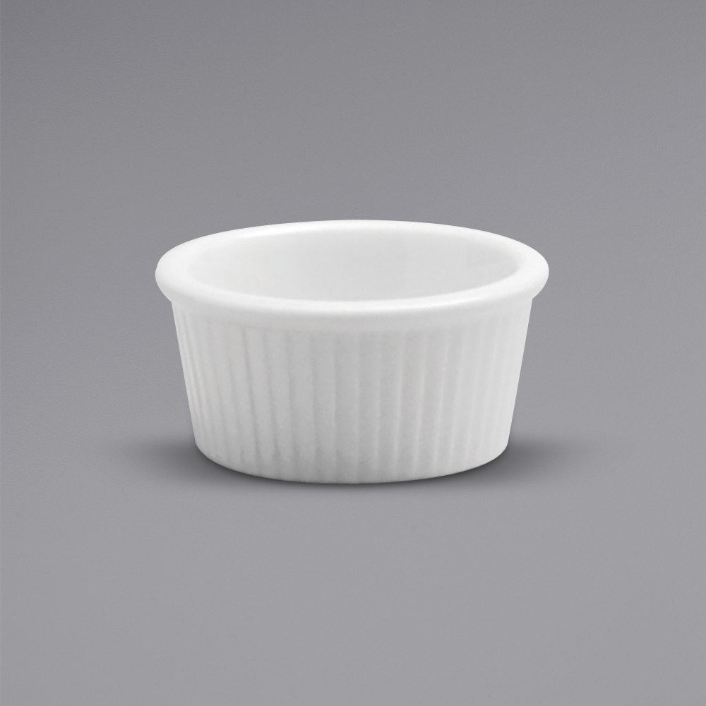 Picture of Buffalo F8010000612 2.5 oz Bright White Ware Fluted Porcelain Ramekin