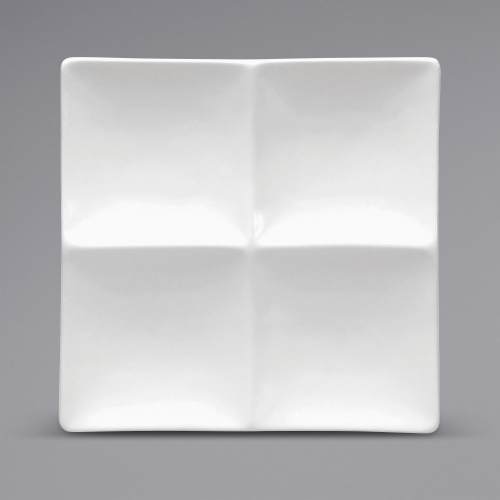 Picture of Buffalo F8010000945 8 x 8 in. Bright White Ware Rolled Edge Square 4-Compartment Porcelain Platter