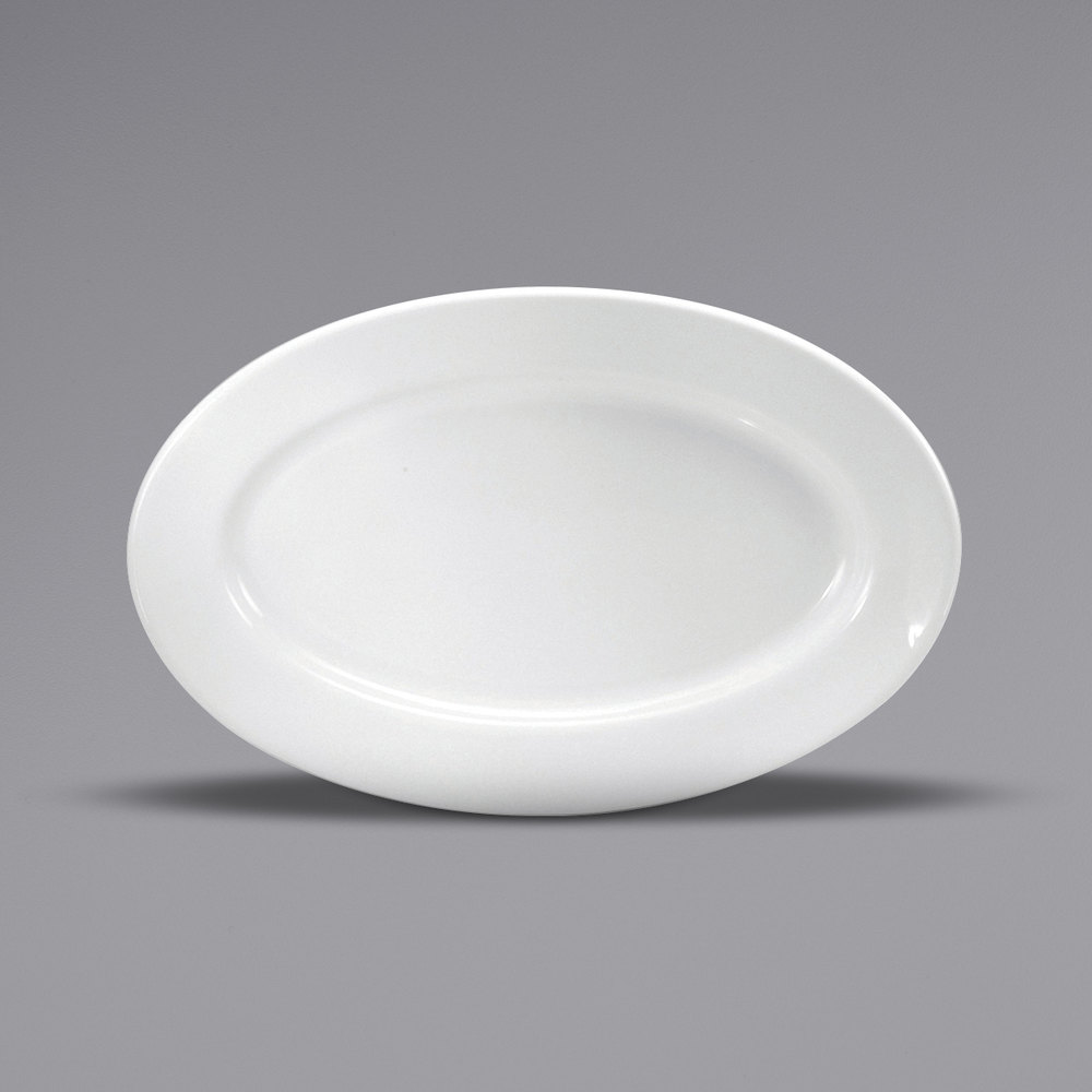Picture of Buffalo F9010000359 11.5 x 7.875 in. Cream White Ware Wide Rim Rolled Edge Porcelain Platter