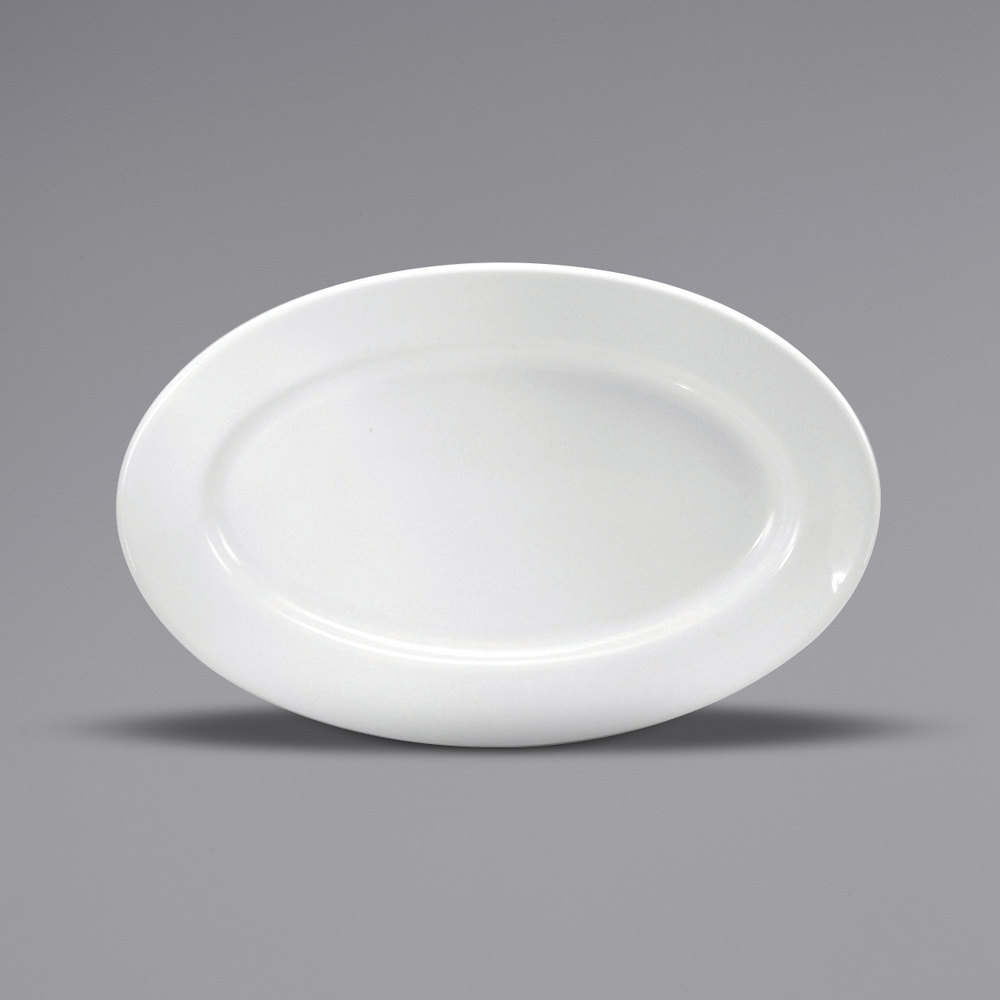 Picture of Buffalo F9010000367 12.5 x 8.125 in. Cream White Ware Wide Rim Rolled Edge Porcelain Platter