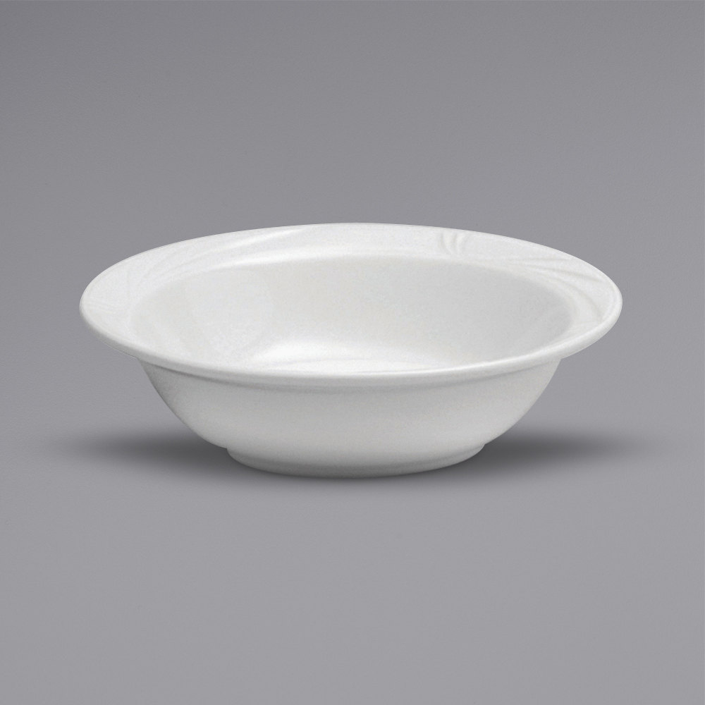 Picture of Buffalo R4510000720 10.9 oz Arcadia Bright White Embossed Medium Rim Porcelain Grapefruit Bowl