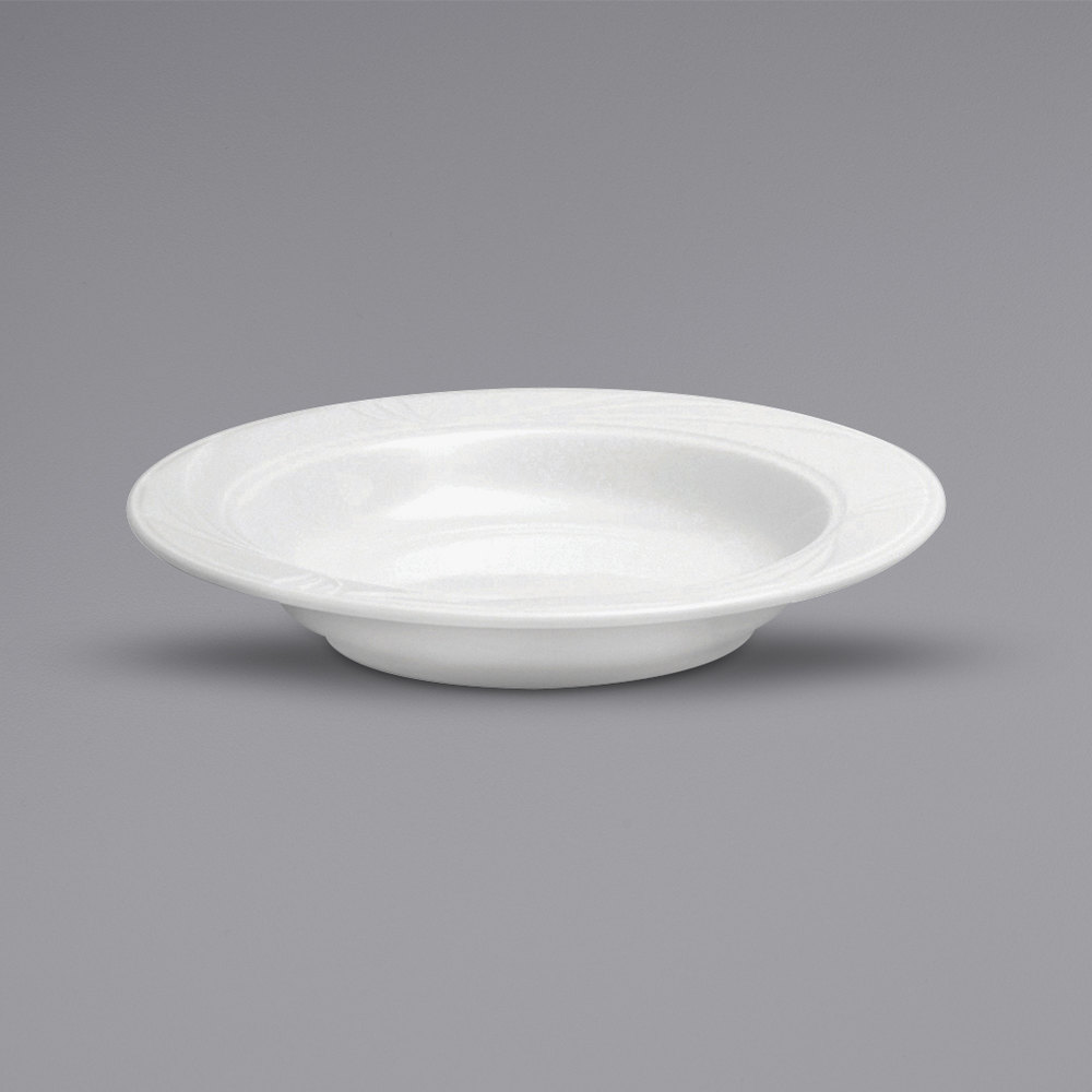 Picture of Buffalo R4510000740 12 oz Arcadia Bright White Embossed Medium Rim Porcelain Deep Soup Bowl
