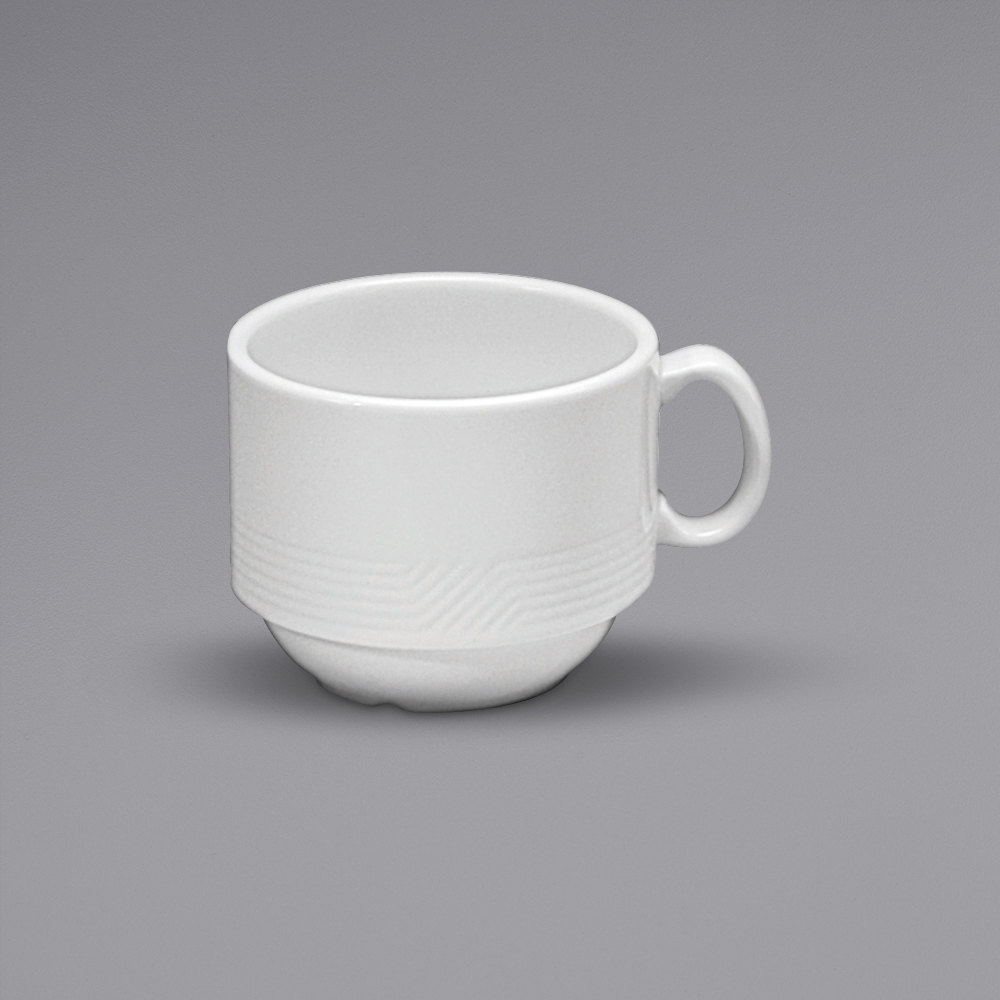 Picture of Oneida R4010000530 7 oz Impressions Bright White Embossed Porcelain Stackable Cup