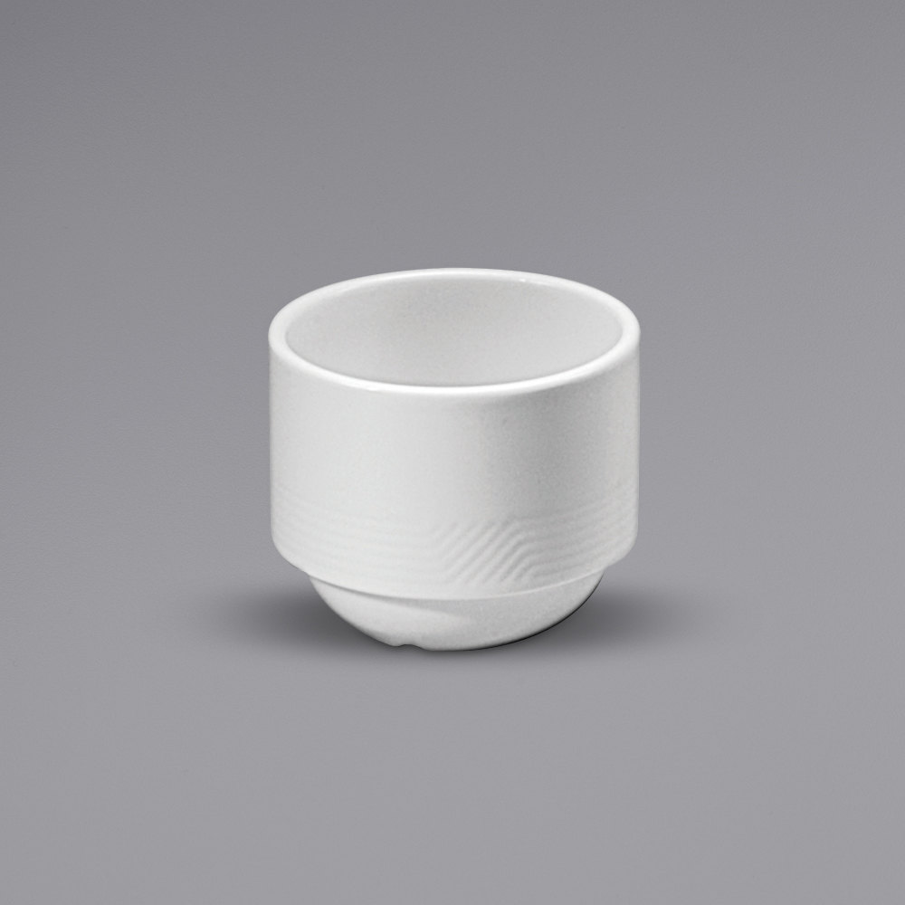 Picture of Oneida R4010000700 7 oz Impressions Bright White Embossed Porcelain Stackable Bouillon Cup