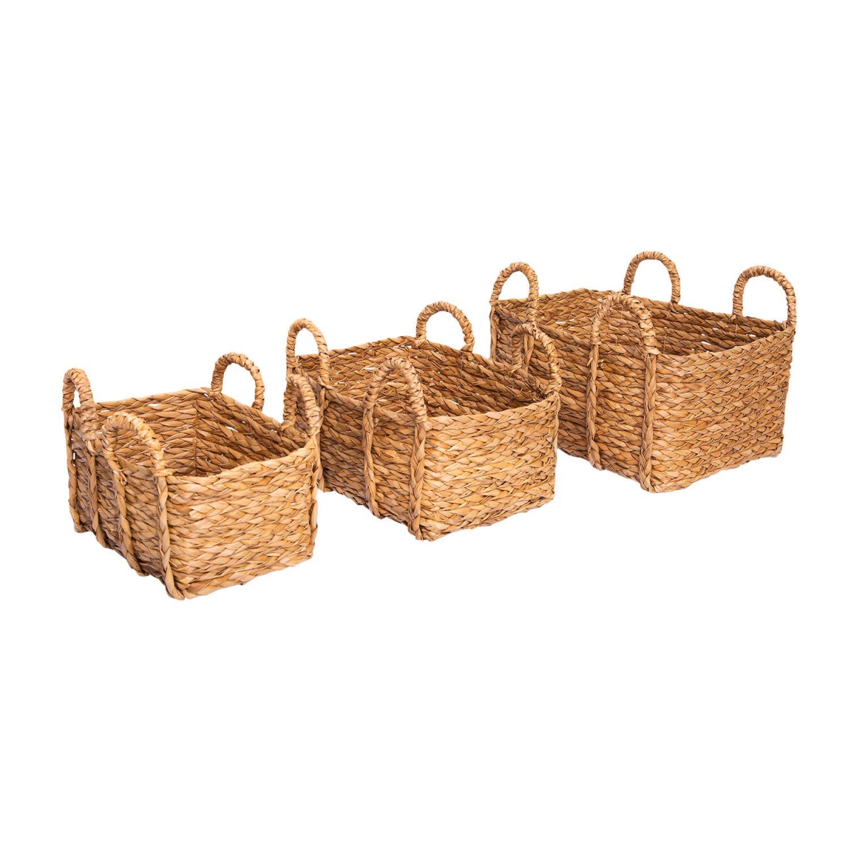 Picture of Baum 9187DK Jumbo Rectangular Braided Rush Baskets - Set of 3