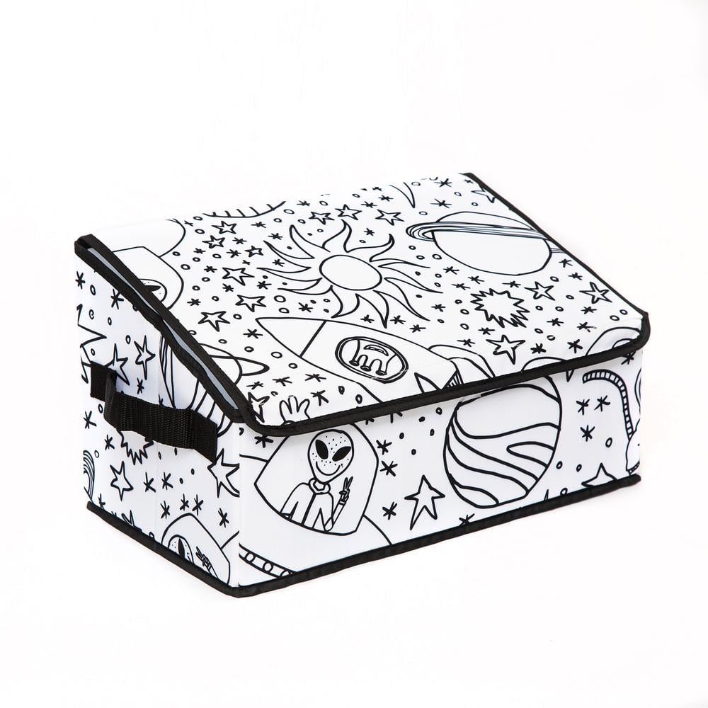 Picture of Baum 21A352SE Kids Coloring Angled Storage Bin with Lid&#44; Space Print