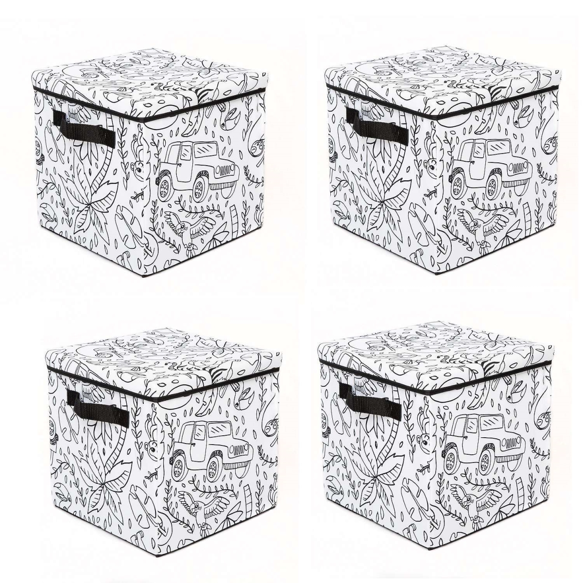 Picture of Baum 21A353JE Kids Coloring Storage Cube with Lid&#44; Jungle Print