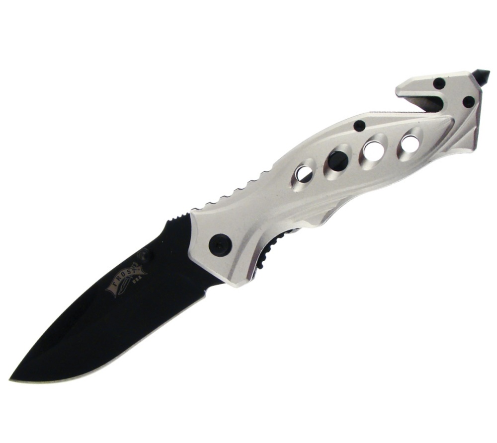 Picture of Frost Cutlery 18-282S 4.5 in. Black Coated Breakout Folder Knife