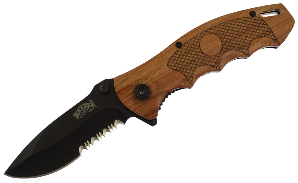 Picture of Frost Cutlery 18-458 4.5 in. Black Coated Oak Forest Knife