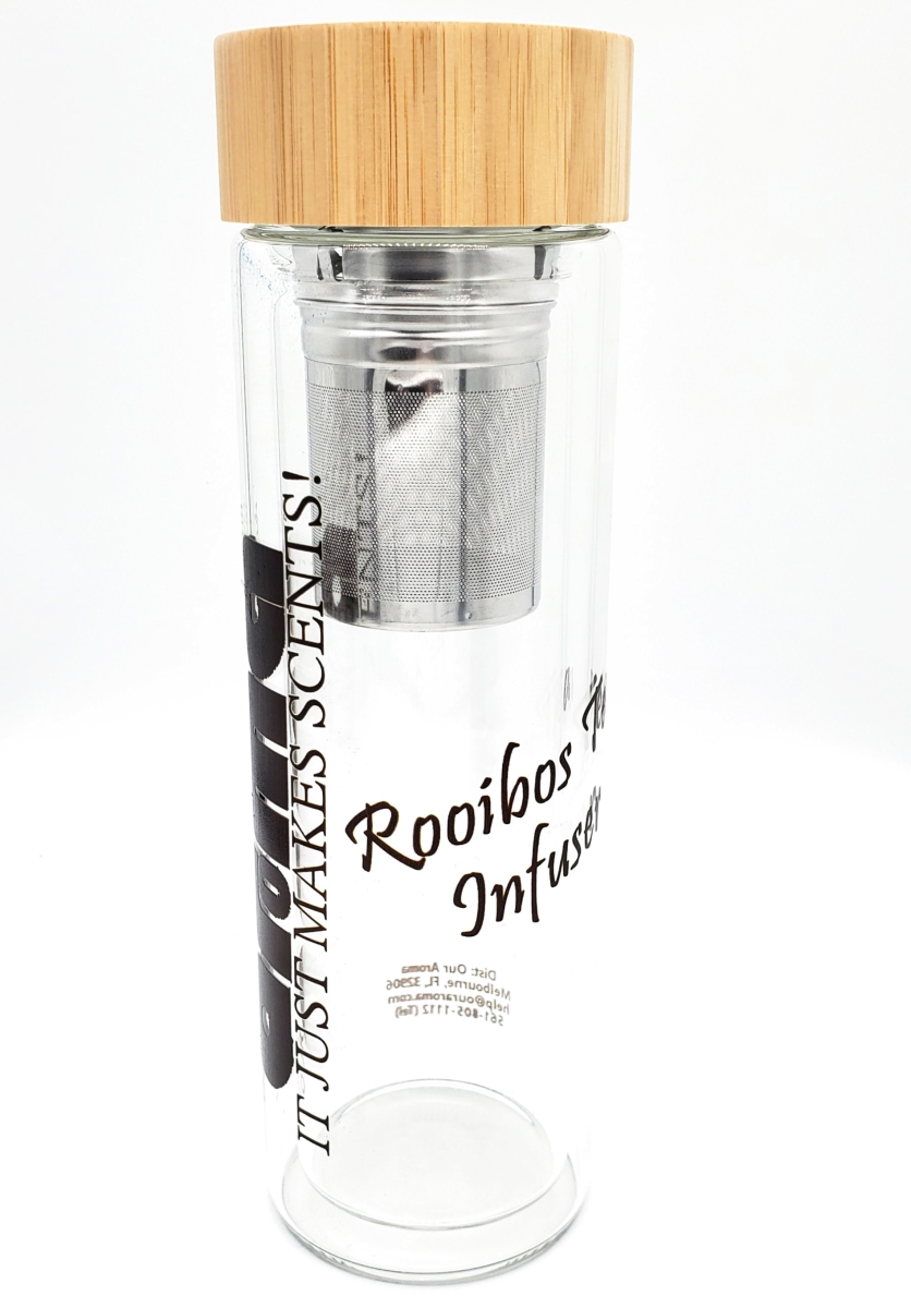 Picture of Our Aroma ARR-GIB-045 15 fl oz Double Walled Borosilicate Glass Travel Tumbler with Bamboo Lid