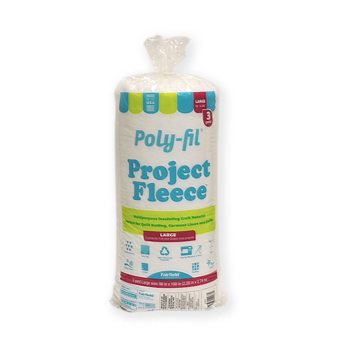 VFW-90-1 90 x 108 in. Project Fleece 100 Percent Polyester Needlepunched Batting - White