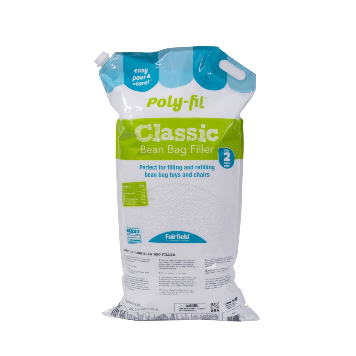 BBC-2CF-EZ-1 2 Cubic ft. Bean Bag Filler with Easy Pour Packaging