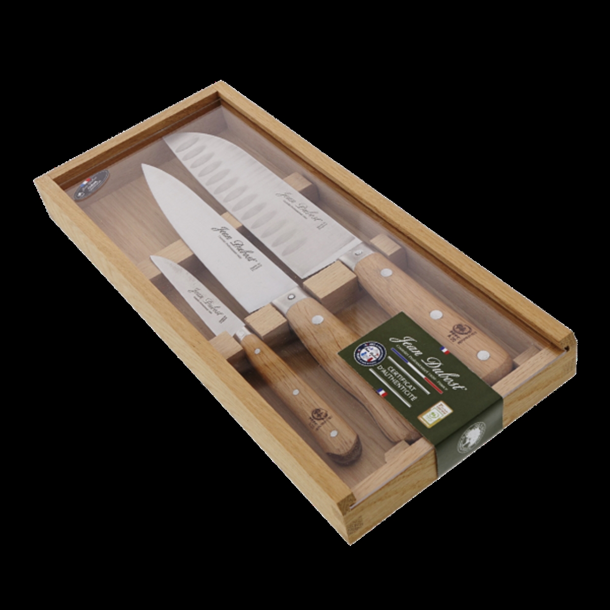 Picture of Jean Dubost JDP6-8048 5.5 x 12 x 1.25 in. Pradel 1920 Knife Set  Oak - 3 Piece