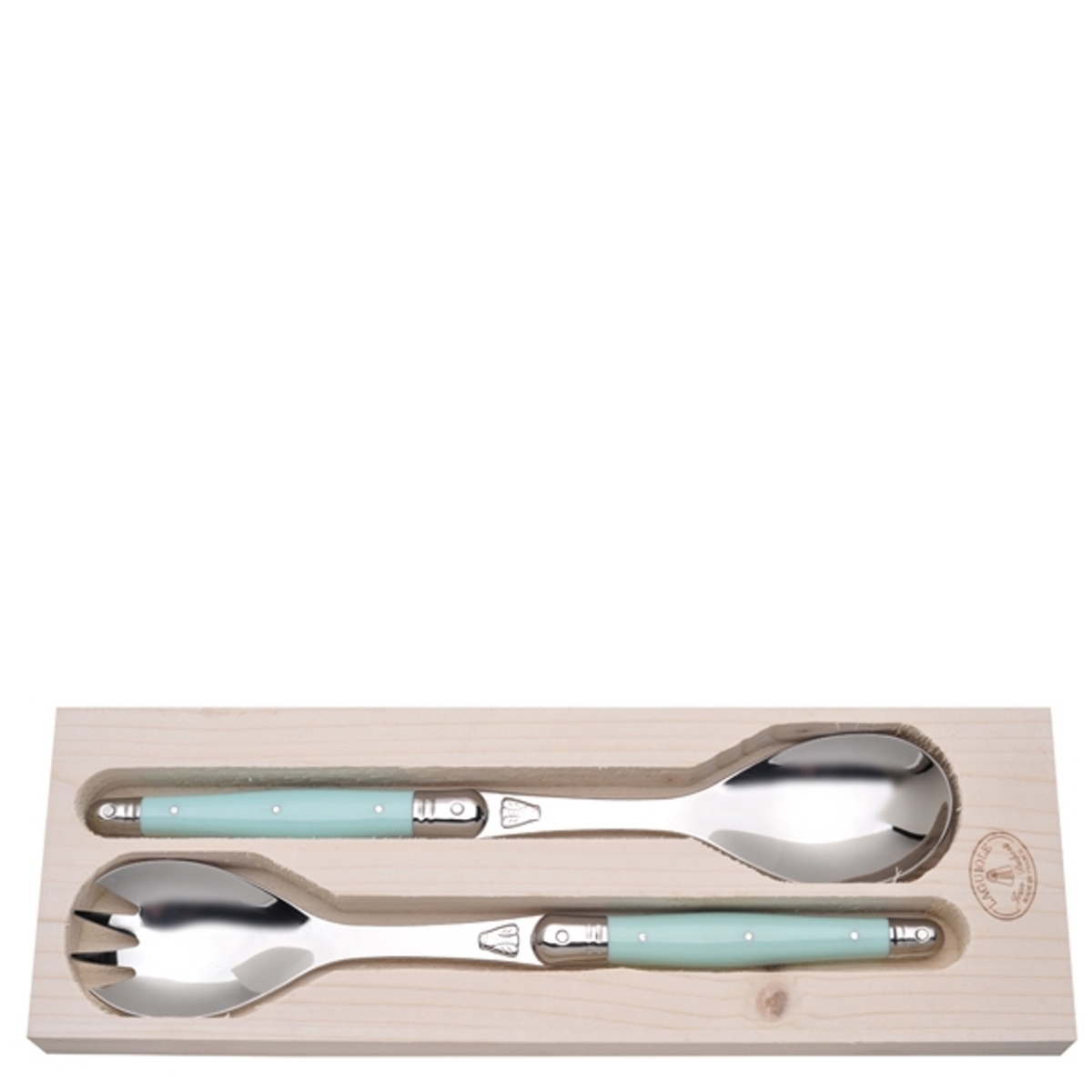 Picture of Jean Dubost Laguiole JD97018.TQ 11.75 x 4 x 0.75 in. Salad Servers with Handles - Turquoise