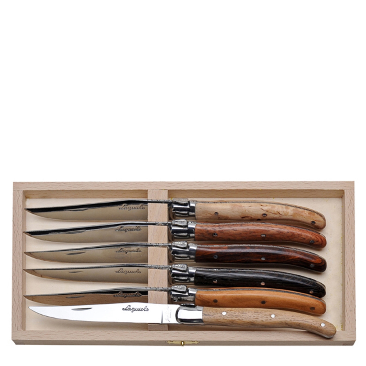 Picture of Jean Dubost Laguiole JD98-13000 10.25 x 5.5 x 1.25 in. Steak Knives with Wood Handles  Assorted - 6 Piece