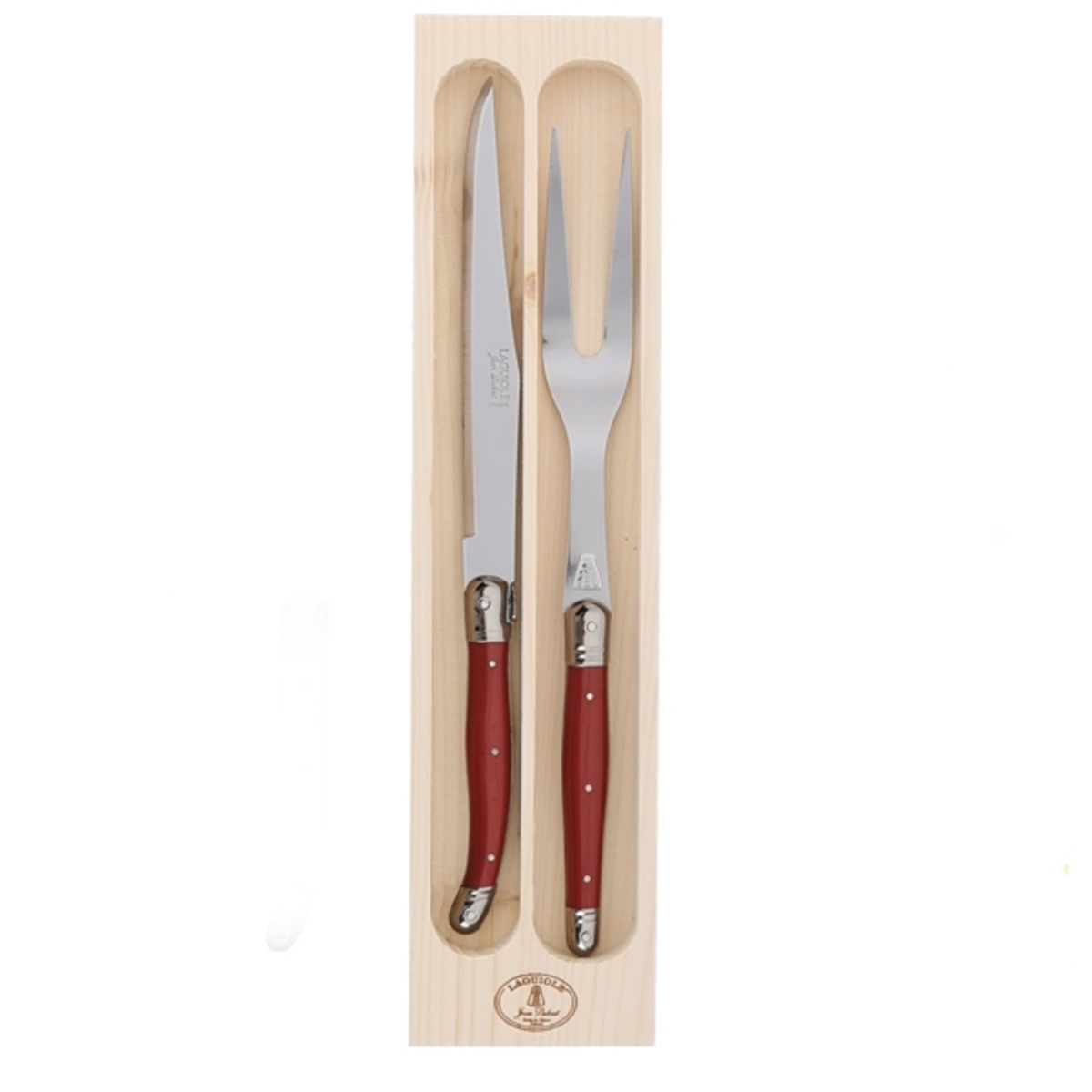Picture of Jean Dubost Laguiole JD97015.RED 13 x 3 x 0.75 in. Carving Set with Handles in a Box - Red