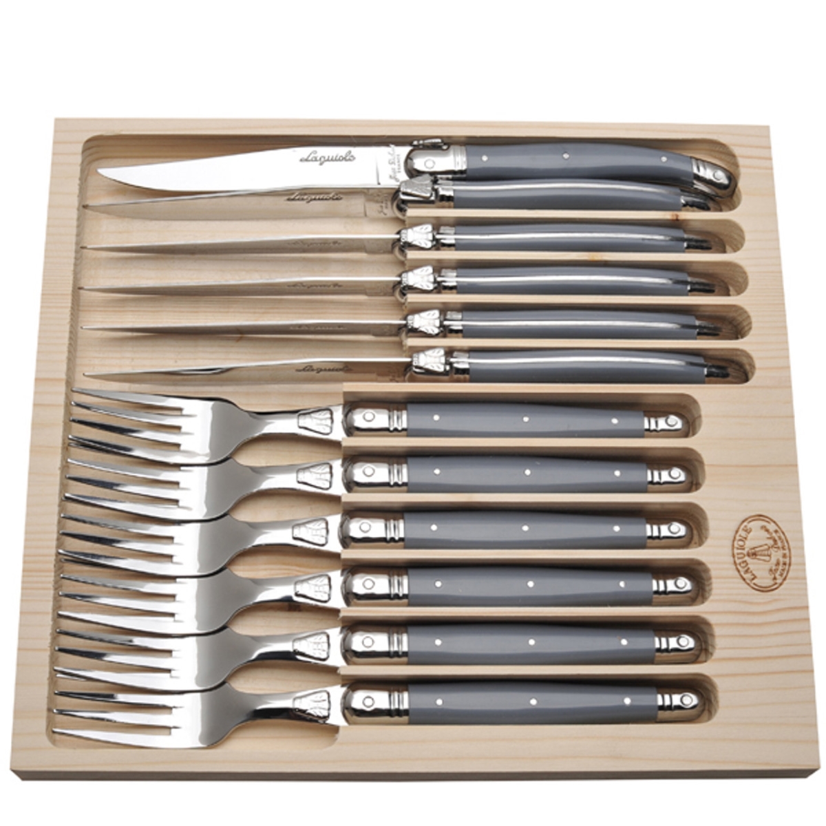 Picture of Jean Dubost Laguiole JD97-13693.GRAY Cutlery Set with Handles  Gray - 12 Piece
