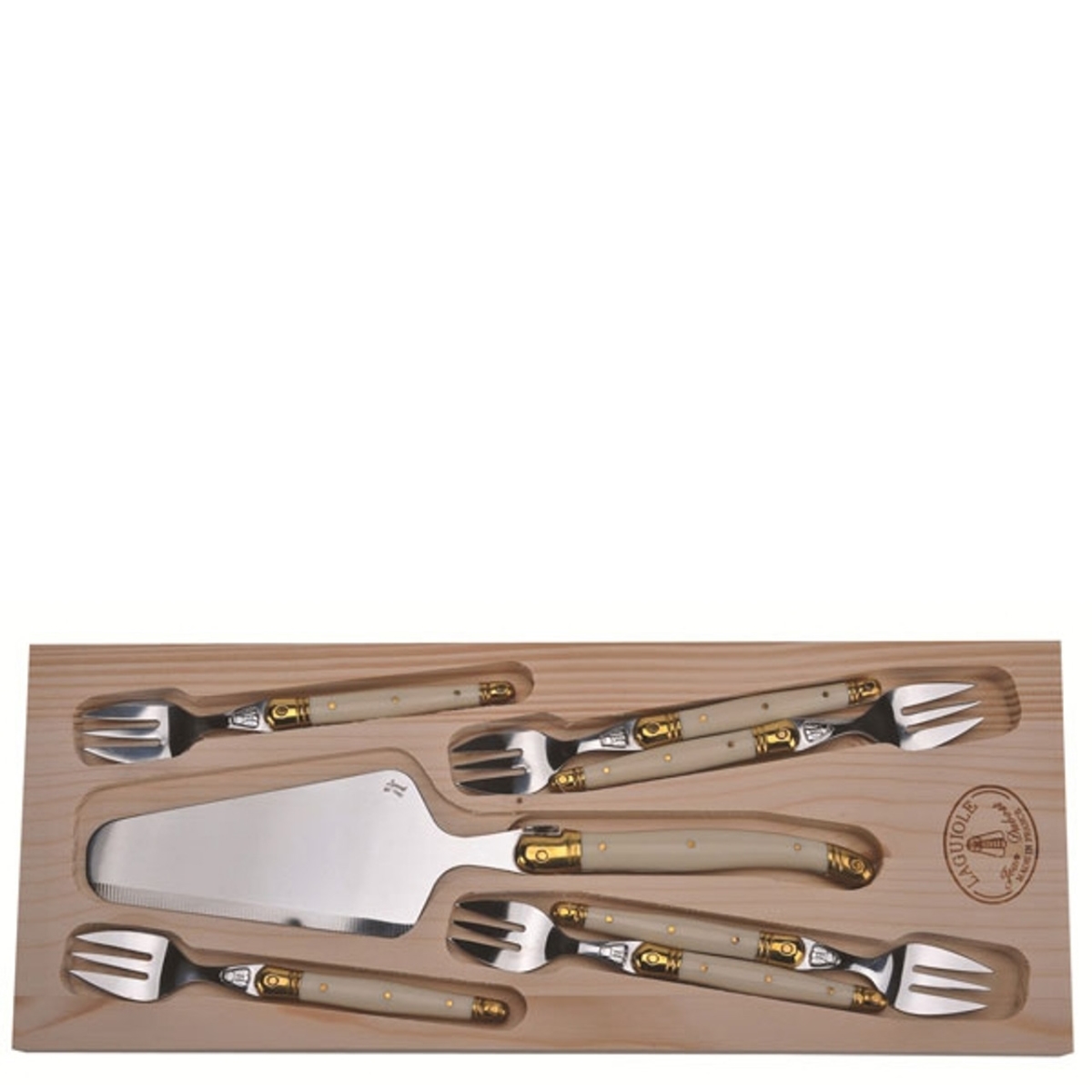Picture of Jean Dubost Laguiole JD97359.IVO 13.75 x 5.25 x 0.25 in. Cake Set with Handles  Ivory - 7 Piece