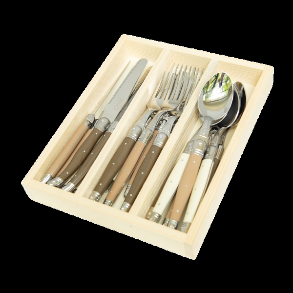 Picture of Jean Dubost JD09018.LINEN Flatware Set&#44; Linen - 18 Piece