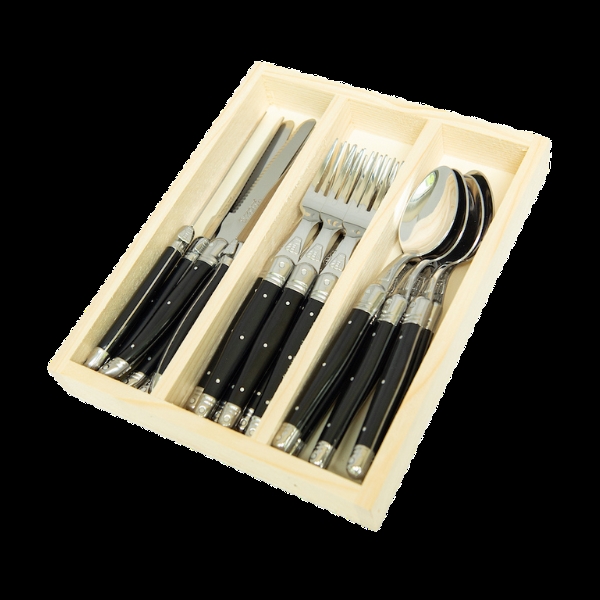 Picture of Jean Dubost JD09018.BLK Flatware Set&#44; Black - 18 Piece