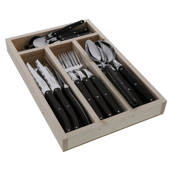 Picture of Jean Dubost JD07-13140.WW Flatware Set&#44; Wenge Wood - 24 Piece