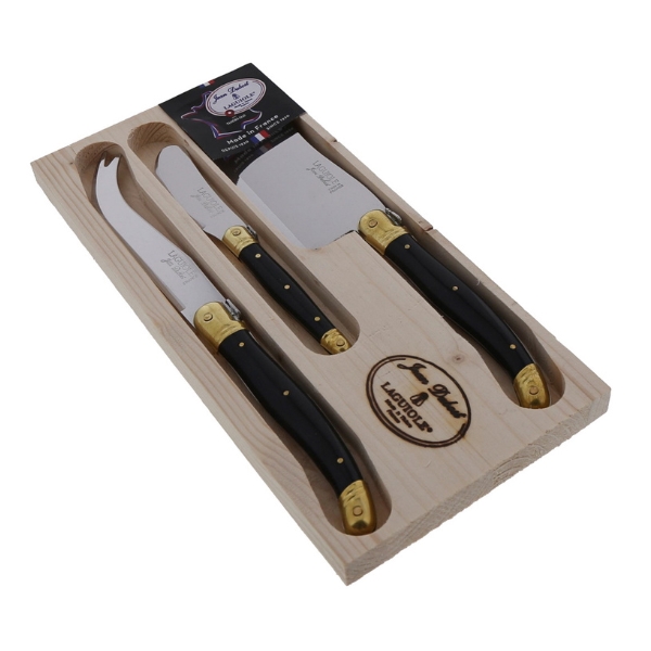 Picture of Jean Dubost JD97326.BBR Cheese Set, Black & Brass - 3 Piece