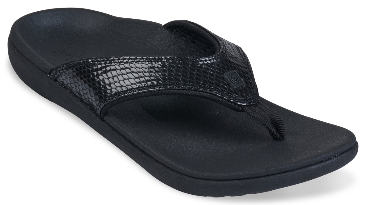 2018006 Womens Yumi Snake Flip Flop, Black - Size 6