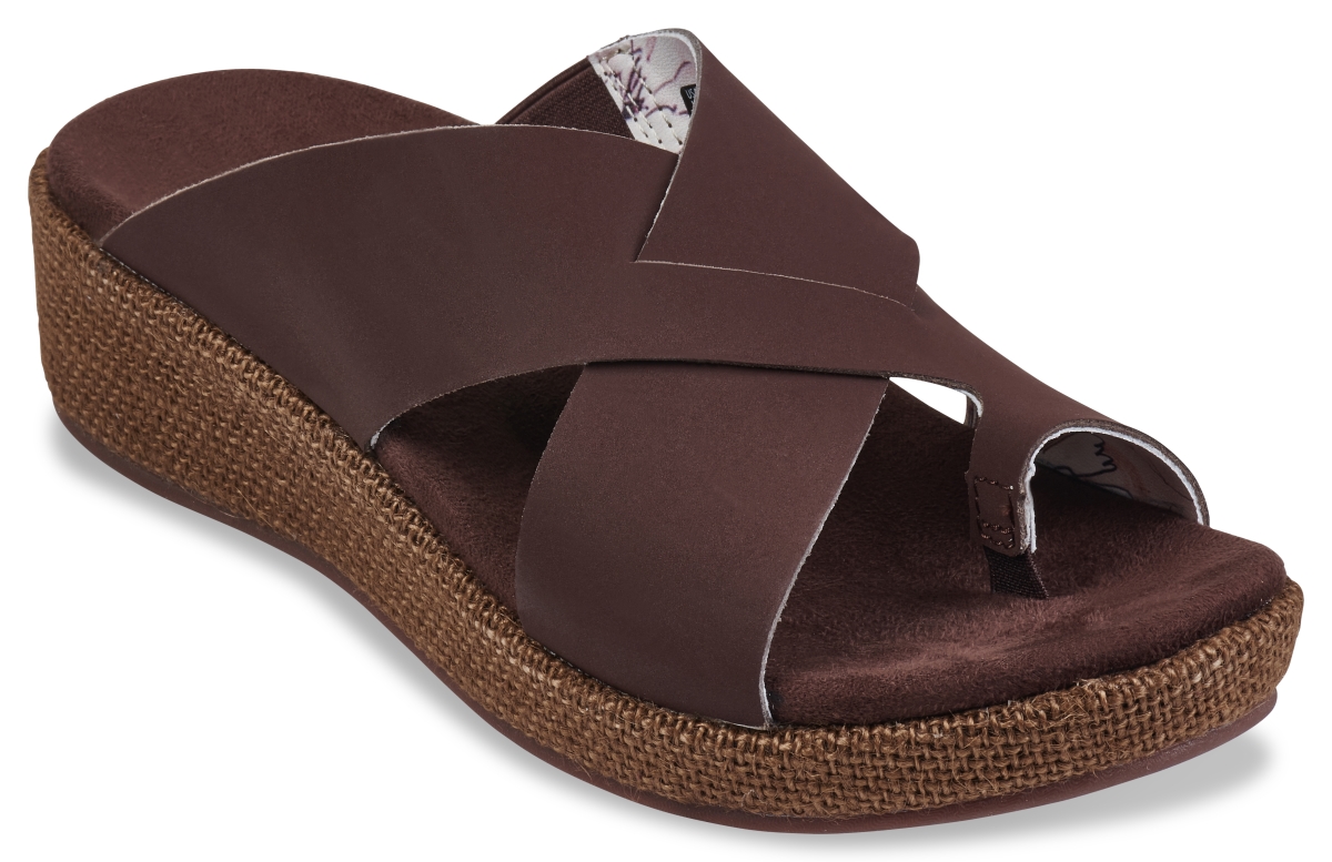 2019508 Womens Oasis Slide Sandals, Brown - Size 8