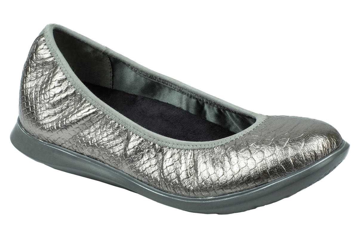 Womens Inca Supportive Flat Shoes, Pewter Snake - Size 8.5