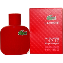 263589 1.6 oz L.12.12 Rouge Energetic Eau De Toilette Spray for Men -  Lacoste