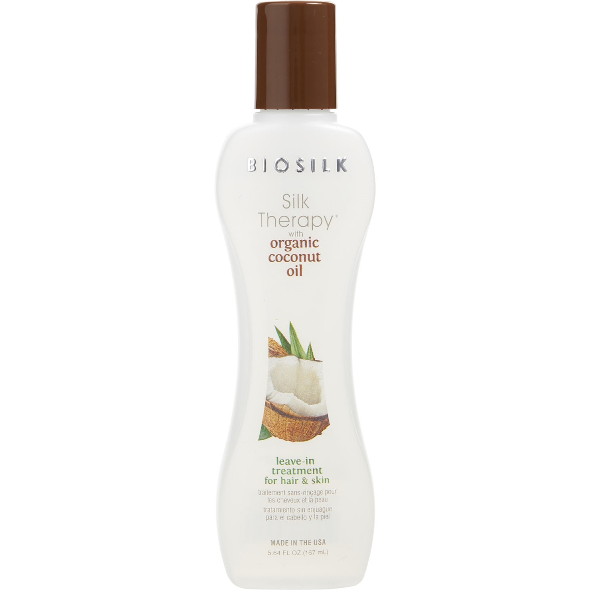 Picture of Biosilk 320447 5.6 oz Unisex Silk Therapy with Organic Coconut Oil Leave in Hair Treatment
