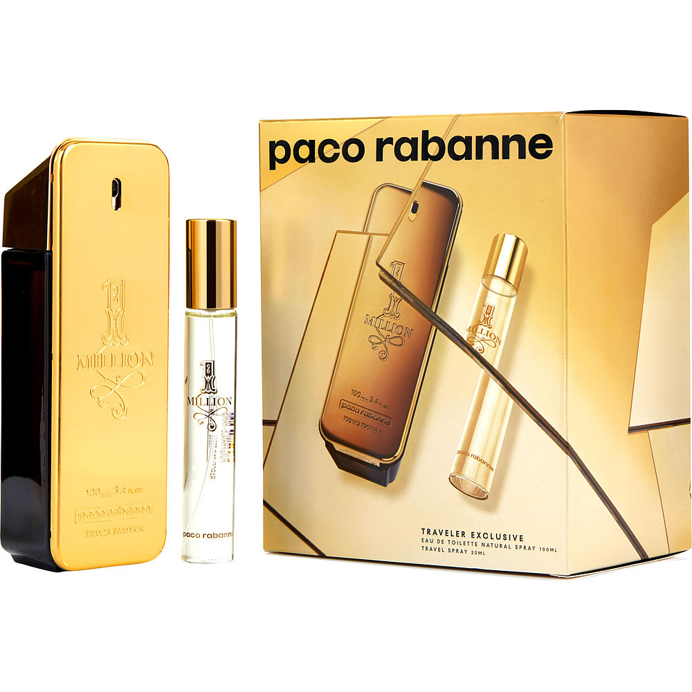 Picture of Paco Rabanne 1 Million 337729 3.4 oz Men Paco Rabanne 1 Million EDT Spray & 0.68 oz EDT Spray Makeup Gift Set by Paco Rabanne