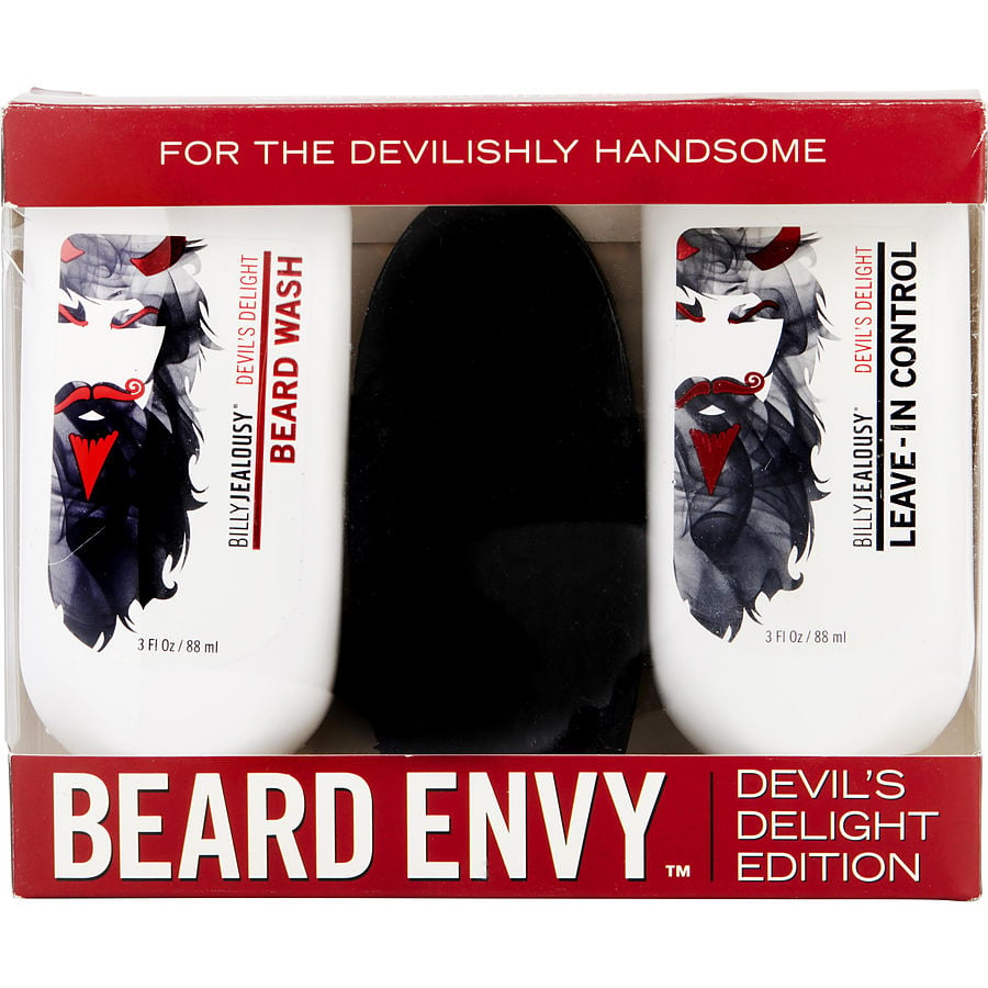 Picture of Billy Jealousy 368998 3 oz Beard Wash&#44; 3 oz Leave-In Control & Boar Bristle Brush - Beard Envy Devils Delight Edition Set for Men