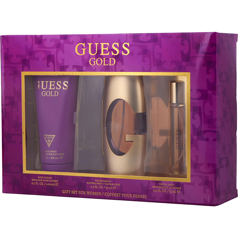 376766 Gold 2.5 oz & 0.5 oz Eau De Parfum Spray & 6.8 oz Body Lotion for Women -  Guess
