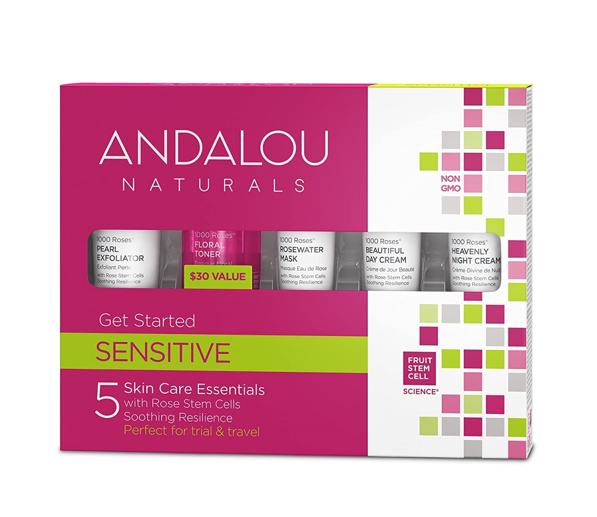 Picture of Andalou Naturals 386713 Sensitive 1000 Roses Get Started Kit - 5 Piece
