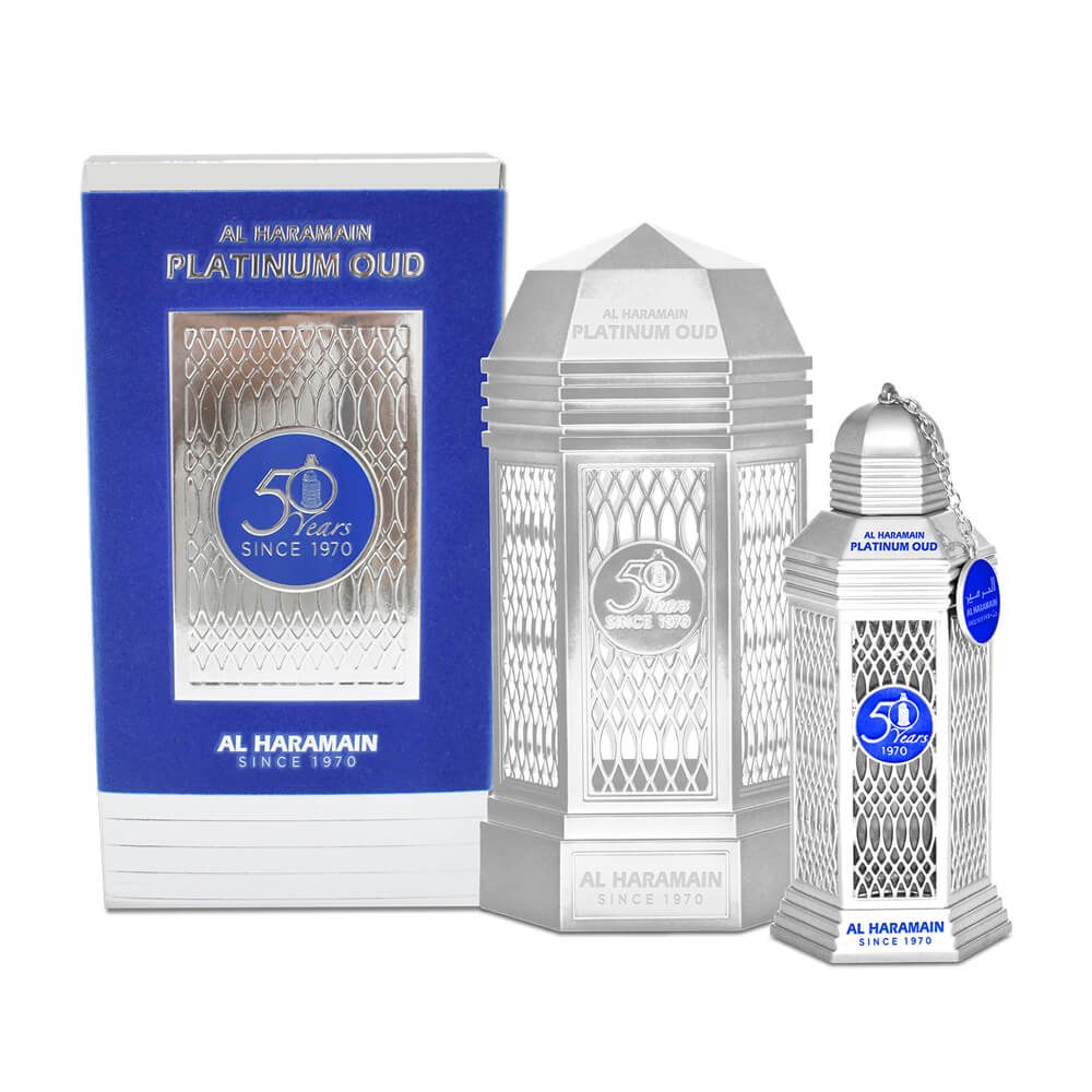 Picture of Al Haramain 442129 3.3 oz Unisex Al Haramain 50 Years Platinum Oud Eau De Parfum Spray