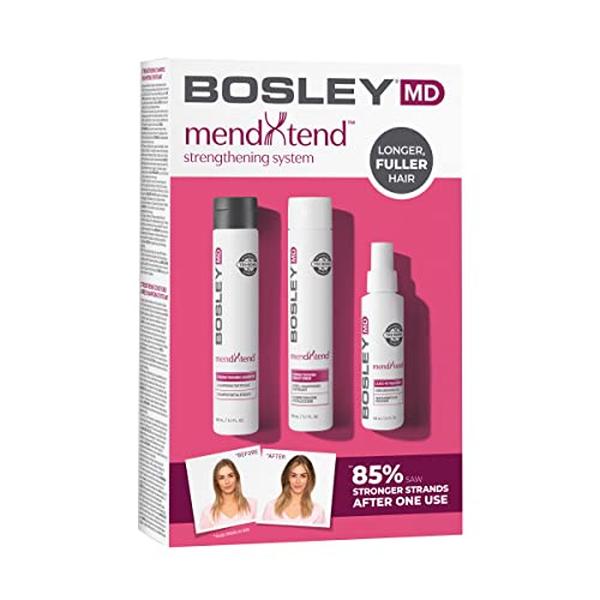 Picture of Bosley 453337 MD MendXtend Hair Growth Strengthening System Kit - Shampoo, Conditoner, Treatment for Unisex, Pink