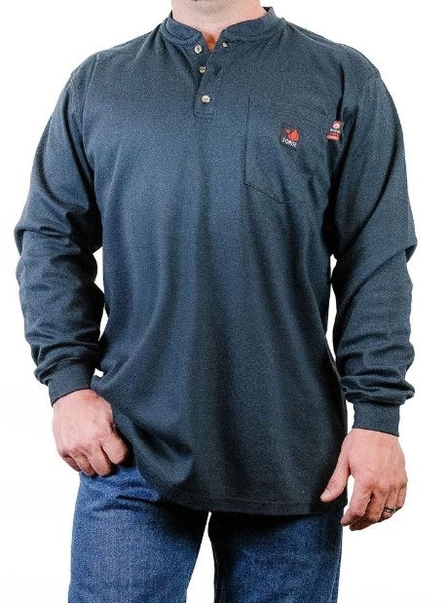 Mens Henley Shirt, Navy - Small