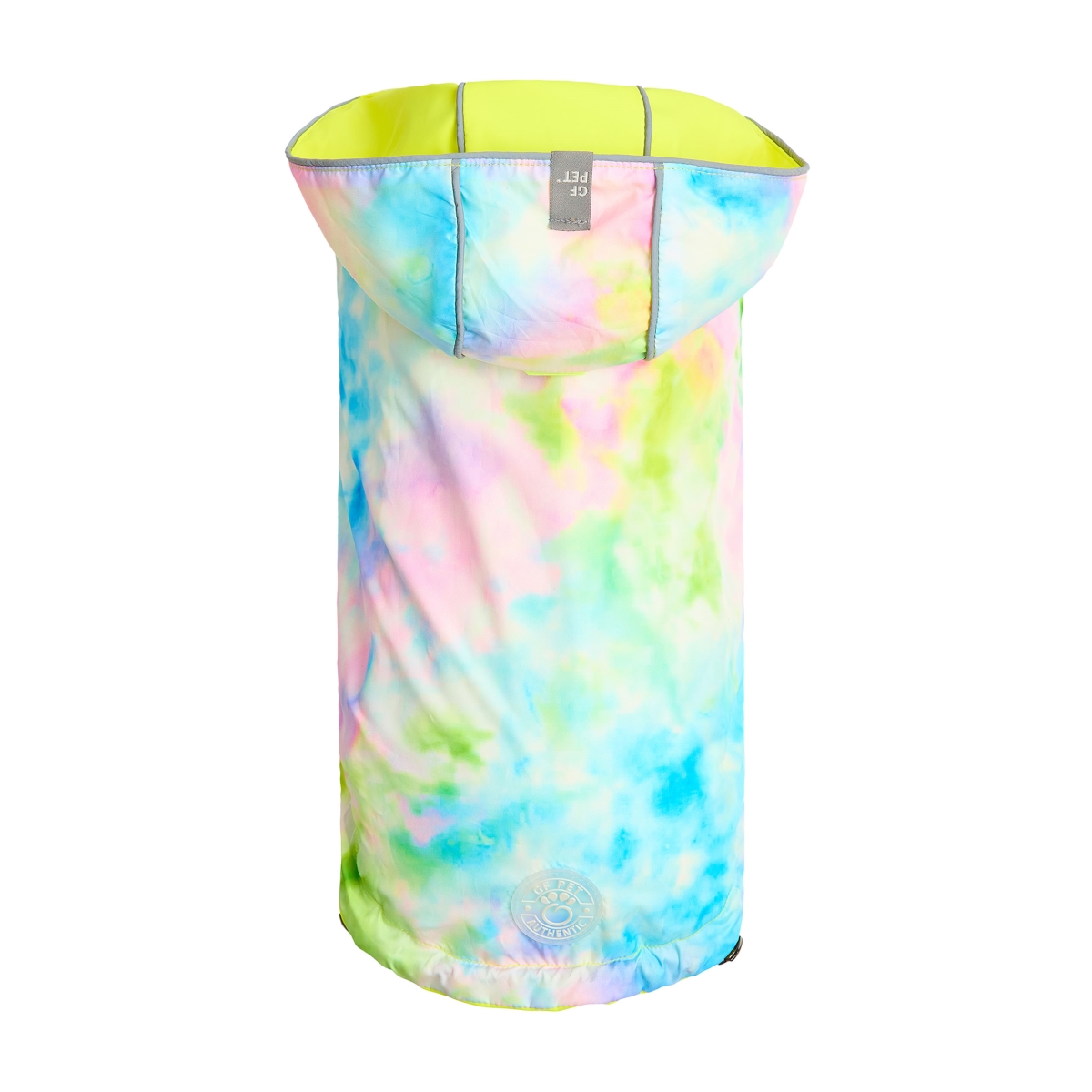 Picture of GF Pet GJ023S1-TD-XS Reversible Raincoat&#44; Neon Yellow with Tie Dye - Extra Small