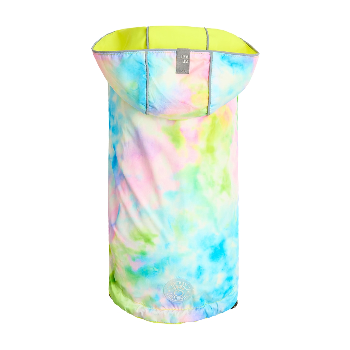 Picture of GF Pet GJ023S1-TD-L Reversible Raincoat&#44; Neon Yellow with Tie Dye - Large