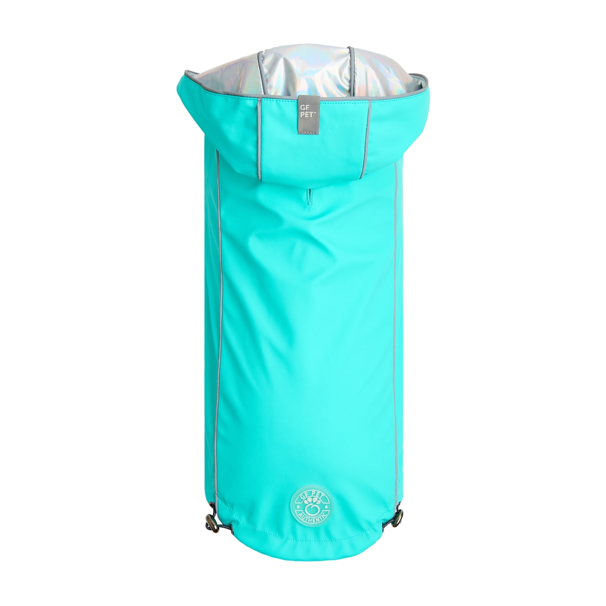 Picture of GF Pet GJ023S1-NA-XS Reversible Raincoat&#44; Neon Aqua with Iridescent - Extra Small