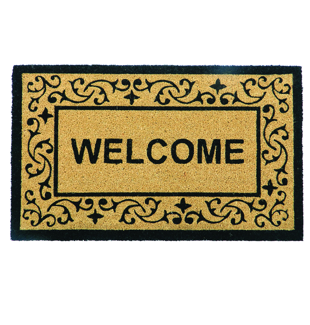 PVC Backed Coir Door Mat - Natural Printed