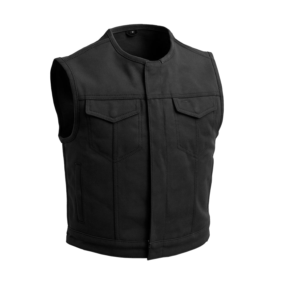 Picture of First Manufacturing FIM659TWILL-M-BLK Lowside Motorcycle Twill Vest for Men, Black - Medium