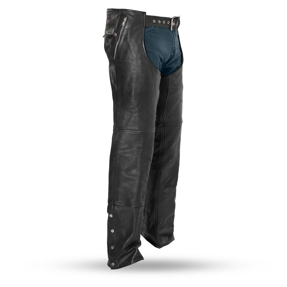 Picture of First Manufacturing FIM840CSL-3XS-BLK Patriot Motorcycle Leather Chaps for Unisex&#44; Black - 3XS