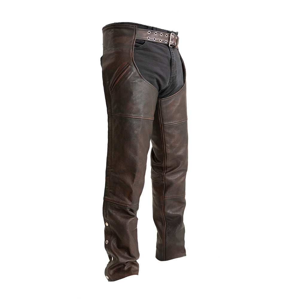Picture of First Manufacturing FIM837CV-XXS-COPR Dakota Motorcycle Leather Chaps for Unisex&#44; Copper - 2XS