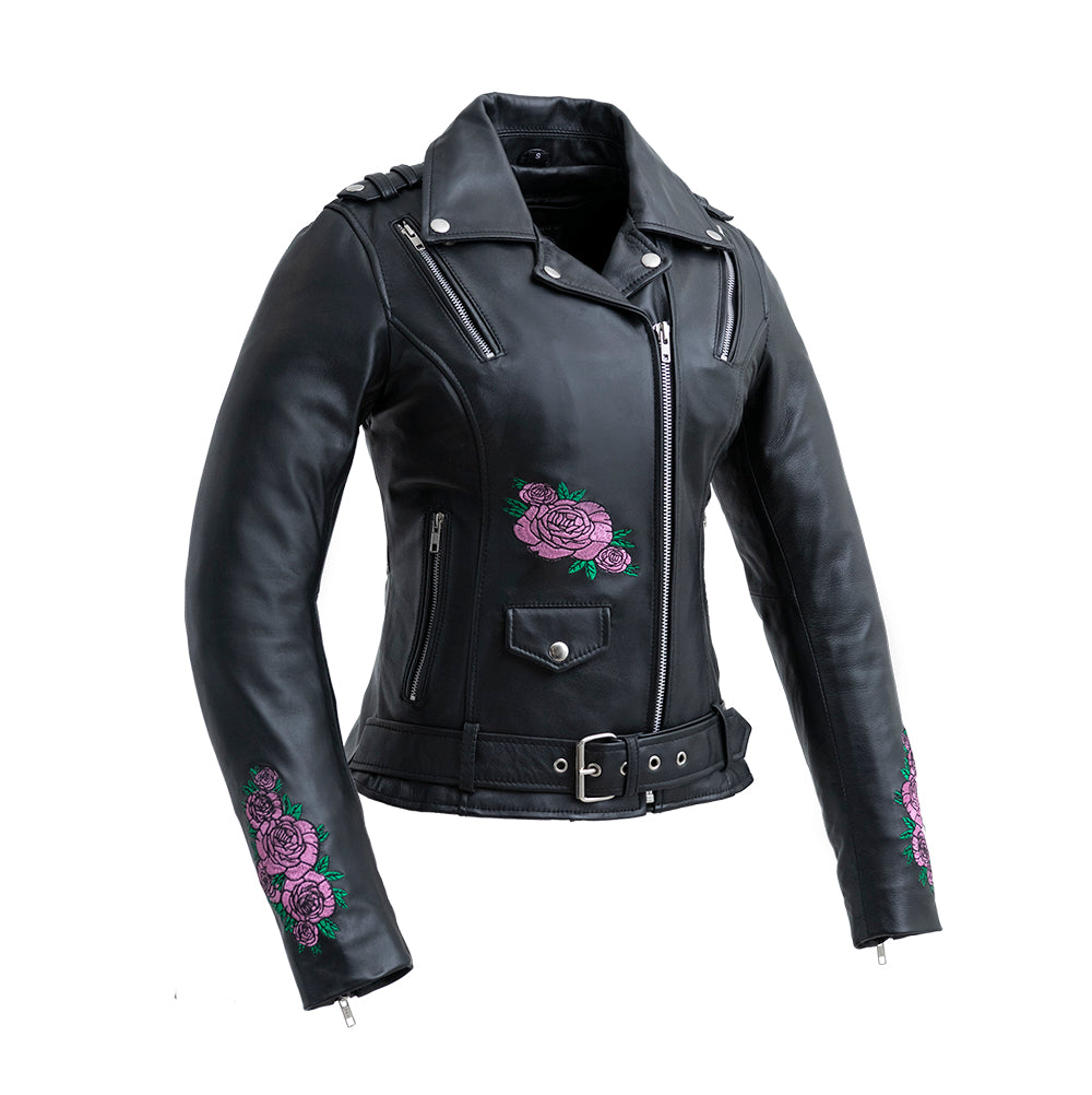 Picture of First Manufacturing FIL197SDMZ-XXL-BLK Bloom Motorcycle Leather Jacket for Women, Black - 2XL