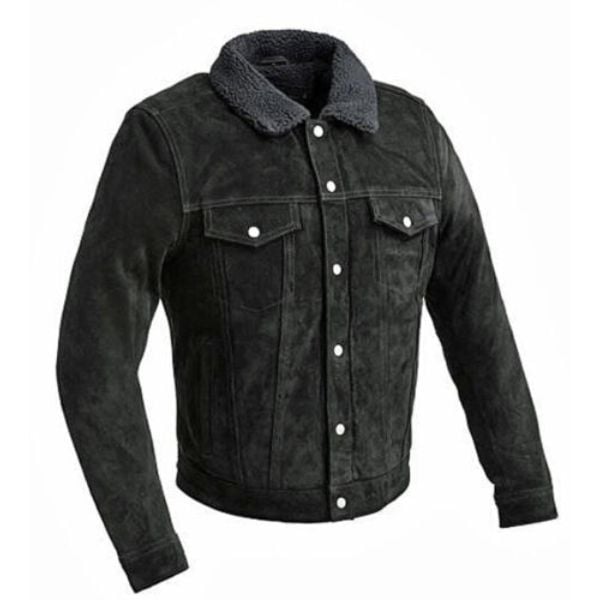 WBM2819-XXL-BLK Luke Fashion Suede Trucker Jacket for Men, Black - 2XL -  Apparelvestir, AP2967515