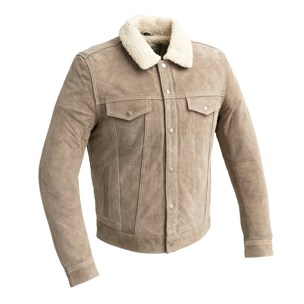 WBM2819-XL-TAUPE Luke Fashion Suede Trucker Jacket for Men, Taupe - Extra Large -  Apparelvestir, AP2968179