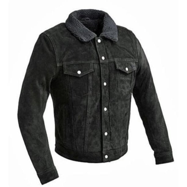 WBM2819-5X-4X-BLK Mens Luke Fashion Suede Trucker Jacket, Black - 5XL-4XL -  Apparelvestir, AP2971741