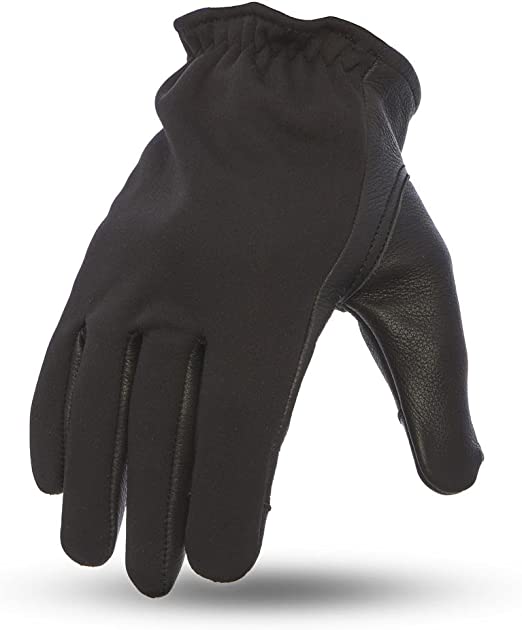Picture of First Manufacturing FI217-XL-BLKNE 2-Tone Roper Motorcycle Leather Gloves for Men&#44; Black & Neoprene - Extra Large